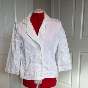 Elegant White Eyelet Chico’s Women's Jacket